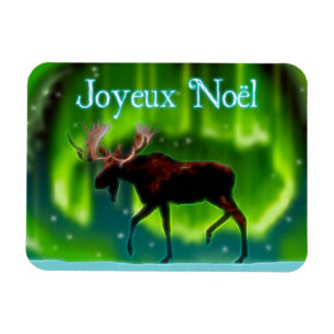 Joyeux Noё l - Northern Lights Moose Magnet
