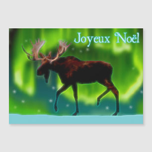 Joyeux Noё l - Northern Lights Moose Magnetkarte