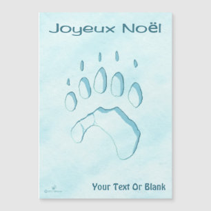 Joyeux Noё l - Polar Bear Paw Print Magnetkarte
