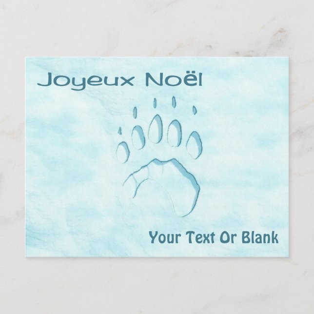 Joyeux Noё l - Polar Bear Paw Print Postkarte (Vorderseite)