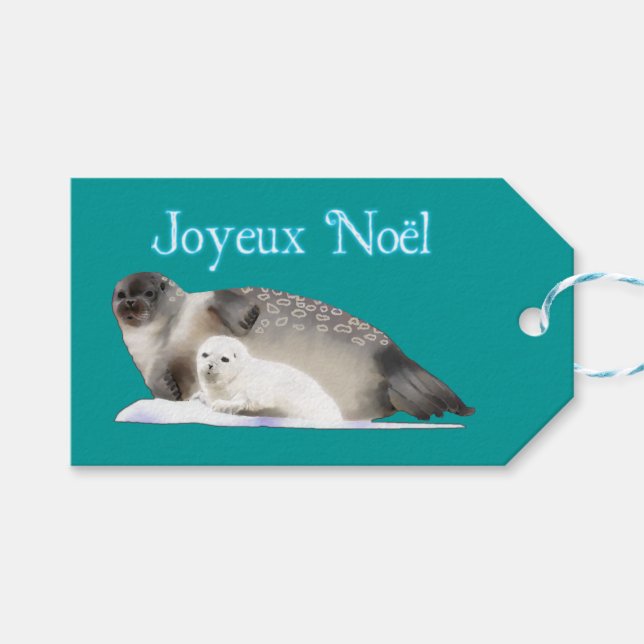 Joyeux Noё l - Ringed Siegel Geschenkanhänger (Vorderseite (Horizontal))