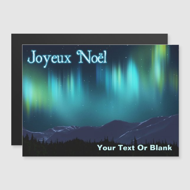 Joyeux Noё l'Aurora Borealis Magnetkarte (Vorne/Hinten)
