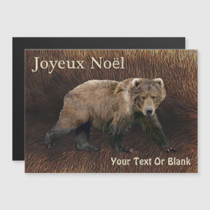 Joyeux Noё l'Kodiak Bear on Caribbean Fur Magnetkarte