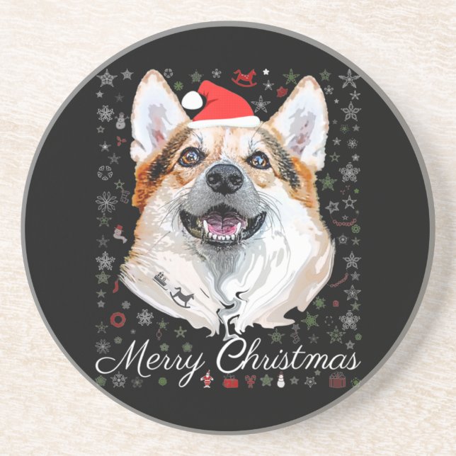 Joyeux Noël Corgi Santa Dog Getränkeuntersetzer (Vorne)