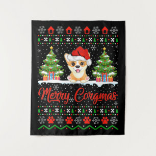 Joyeux Noël Corgmas Bonnet Wandteppich