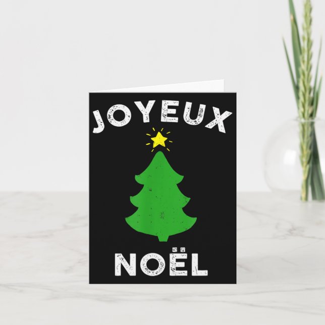 Joyeux Noël Cute French Merry Christmas Tree Retro Karte (Vorderseite)