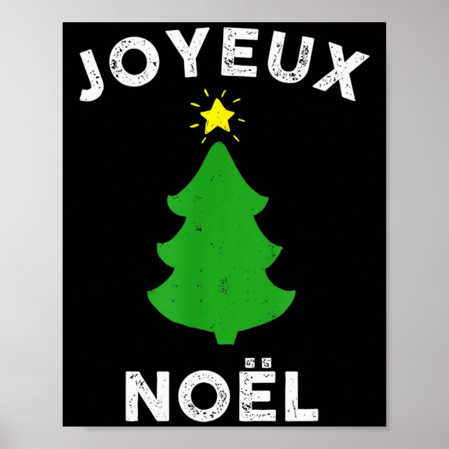 Joyeux Noël Cute French Merry Christmas Tree Retro Poster (Vorne)