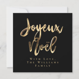 Joyeux Noël Elegant Black and Gold Script Chic Feiertagskarte