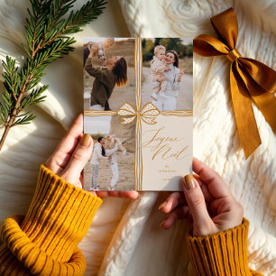 Joyeux Noël Elegant Bow Present Foto Collage Feiertagskarte