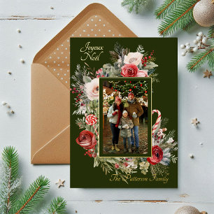 Joyeux Noël Foto Floral Foil French Folien Feiertagskarte