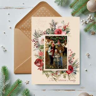 Joyeux Noël Foto Floral Foil French Folien Feiertagskarte
