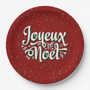 Joyeux Noël French Christmas Text 9" Papierplatte Pappteller