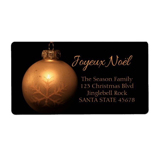 Joyeux Noël Golden Ornament Label (Vorne)