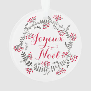 Joyeux Noël Holly Wreath Weihnachtsschmuck Ornament