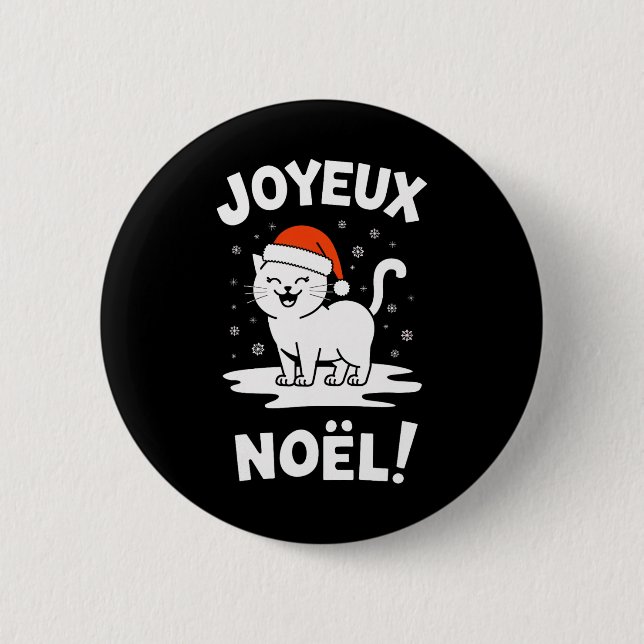Joyeux Noël Khao Manee White Cat Weihnachtsweihe W Button (Vorderseite)