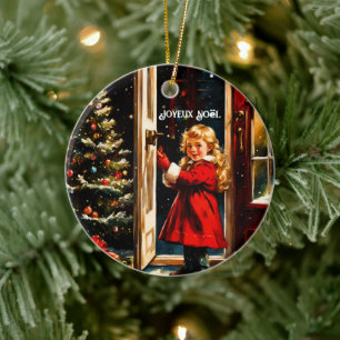 Joyeux Noël - Kleines Mädchen Keramik Ornament
