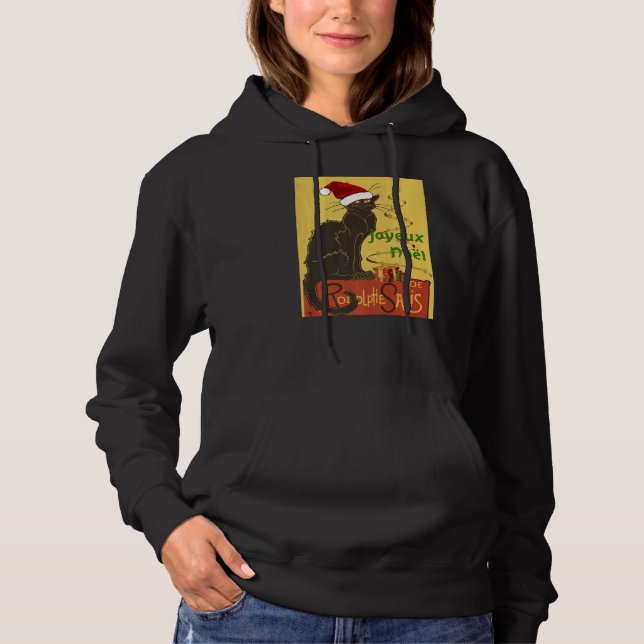 Joyeux Noel Le Chat Noir Christmas Holiday Vector Hoodie (Vorderseite)
