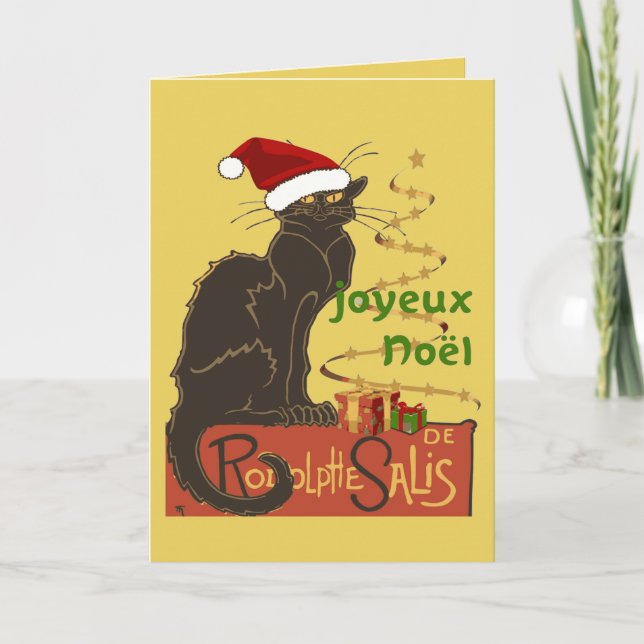 Joyeux Noel Le Chat Noir Weihnachtsspoof Feiertagskarte (Vorderseite)
