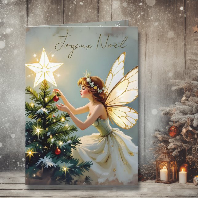 Joyeux Noël | Pretty Fairy Personalized Christmas Karte (Von Creator hochgeladen)