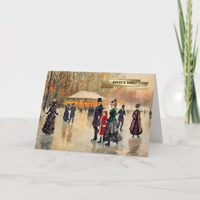 Joyeux Noël. Weihnachtskarten auf Französisch Feiertagskarte (Vorderseite)