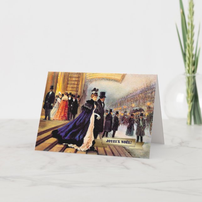 Joyeux Noël. Weihnachtskarten auf Französisch Feiertagskarte (Vorderseite)