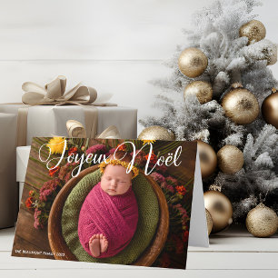 Joyeux Noël White Script Chic Foto Weihnachten