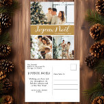 Joyeux Weihnachten 3 Foto<br><div class="desc">Diese fabelhafte 3-Foto-Urlaubspostkarte mit "Joyeux Weihnachten!" in einem modernen Script-Schriftart und Ihrem Familiennamen und Jahr in einem sauberen,  klassischen Schriftart mit Kappe,  beides weiß auf Gold,  ist ideal für den Versand an Ihre Familie und Freunde. Jeder wird Liebe bekommen neue Fotos Ihrer Familie! Die Urlaubsnachricht ist anpassbar.</div>