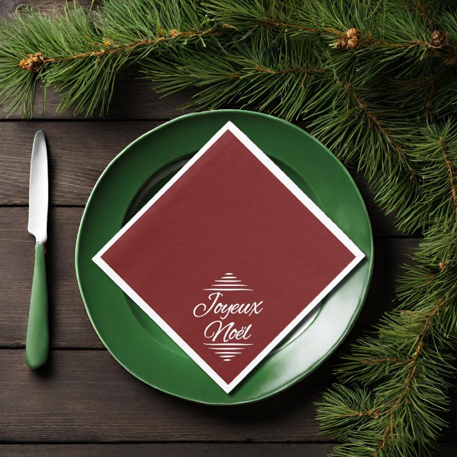 Joyeux Weihnachten - bordeauxweiß Serviette (Von Creator hochgeladen)