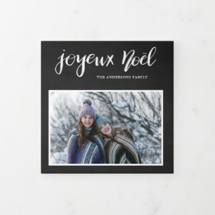 Joyeux Weihnachten   Chalkboard Vintages Multi-Fot Dreifach Gefaltete Urlaubskarte