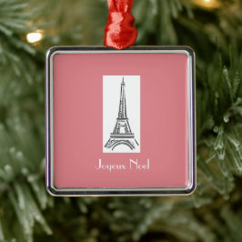 Joyeux Weihnachten Eiffelturm Französische Weihnac Silbernes Ornament