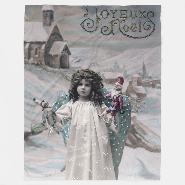 Joyeux Weihnachten Fleecedecke (Vorderseite)