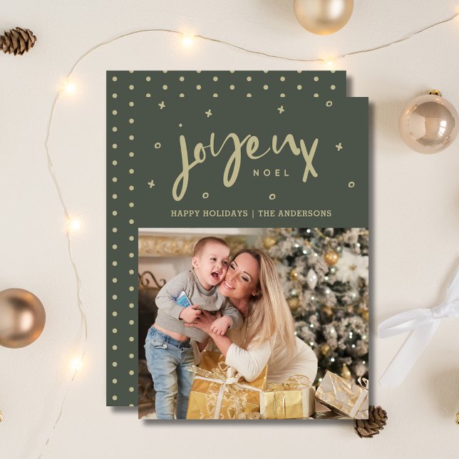 Joyeux Weihnachten Foto Weihnachten (Joyeux Noel Family Photo Christmas Holiday Card)