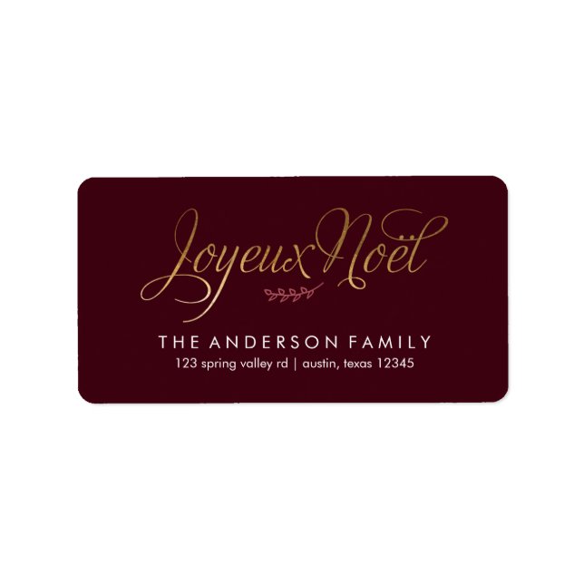 Joyeux Weihnachten Französisch Weihnachten Adressaufkleber (Vorne)