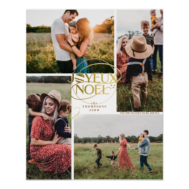 Joyeux Weihnachten Französisch Weihnachten Vier Fo Poster (Vorderseite)