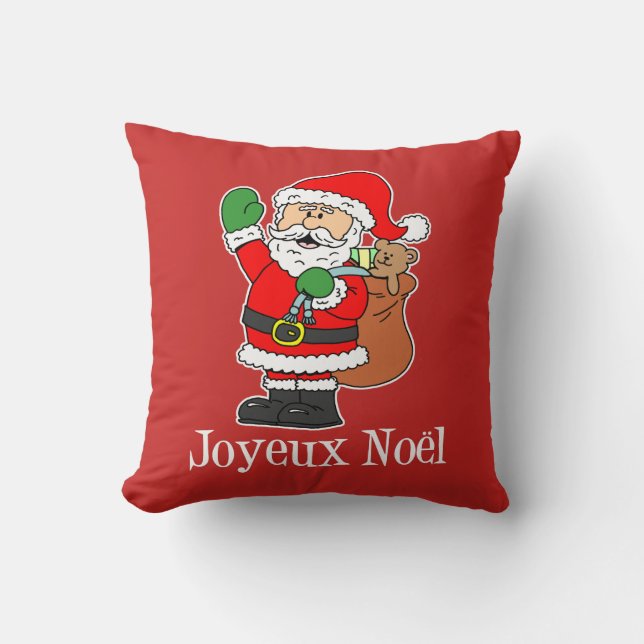 Joyeux Weihnachten French Christmas Santa Kissen