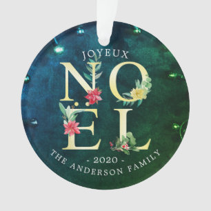 Joyeux Weihnachten Frohe Weihnachten Poinsettia Fo Ornament