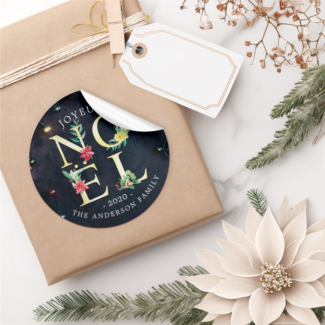 Joyeux Weihnachten Frohe Weihnachtswünsche Neues J Runder Aufkleber (Von Creator hochgeladen)