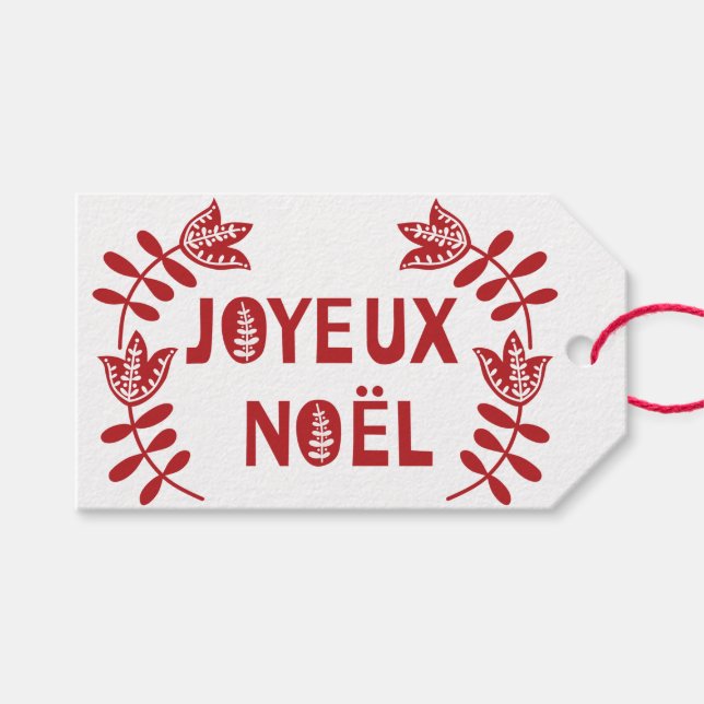 Joyeux Weihnachten Gift Tags Geschenkanhänger (Vorderseite (Horizontal))