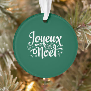 Joyeux Weihnachten Green Ornament