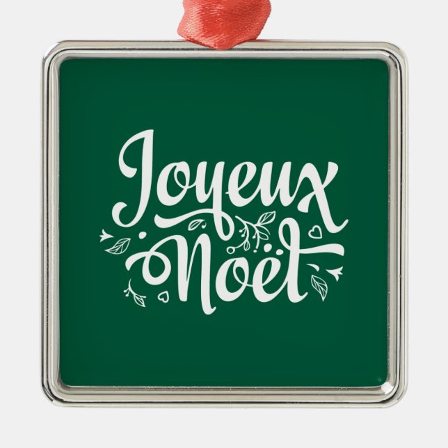 Joyeux Weihnachten Green Ornament Aus Metall (Vorne)