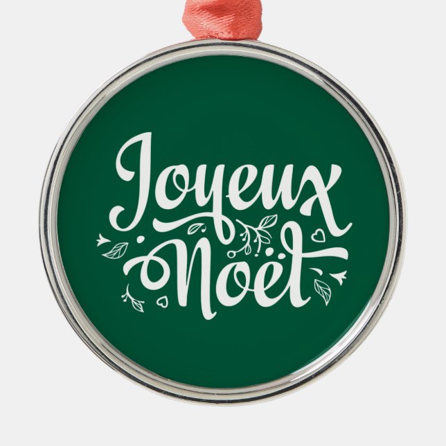 Joyeux Weihnachten Green Ornament Aus Metall (Vorne)