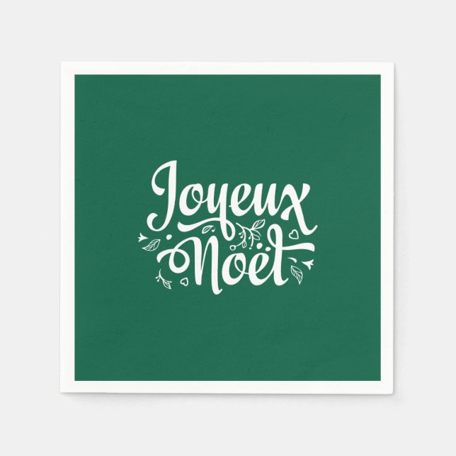 Joyeux Weihnachten Green Serviette (Vorderseite)