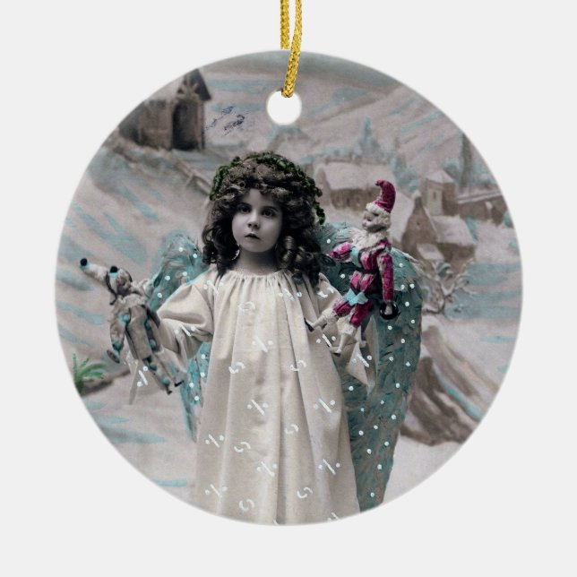 Joyeux Weihnachten Keramik Ornament (Vorne)