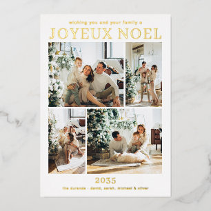 Joyeux Weihnachten Multi Foto Gold Folien Feiertagskarte