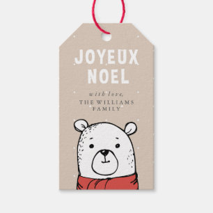 Joyeux Weihnachten Niedlich Bear Holiday Geschenkanhänger