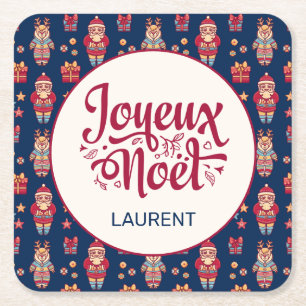 Joyeux Weihnachten Personalisiert Rechteckiger Pappuntersetzer