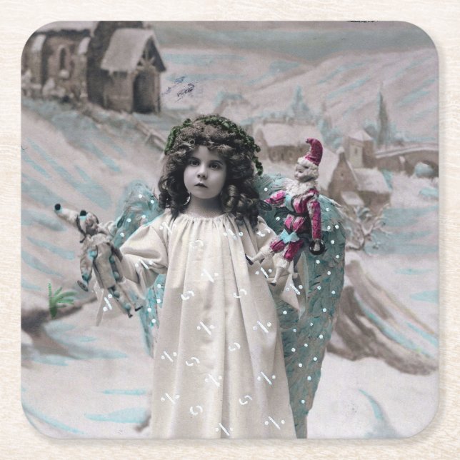 Joyeux Weihnachten Rechteckiger Pappuntersetzer (Vorderseite)