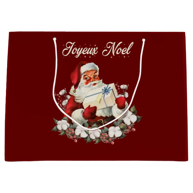 Joyeux Weihnachten Red Christmas Vintag Santa Große Geschenktüte (Vorderseite)