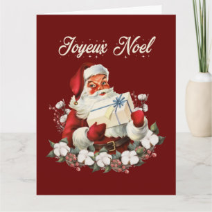 Joyeux Weihnachten Red Christmas Vintag Santa Karte
