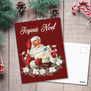 Joyeux Weihnachten Red Christmas Vintag Santa Postkarte